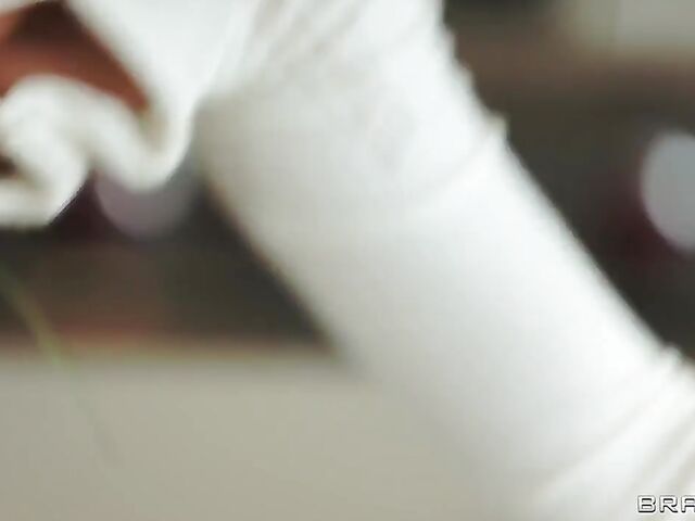 Alexis Fawx - Big titted MILF interracial fireside fuck in her green lingerie