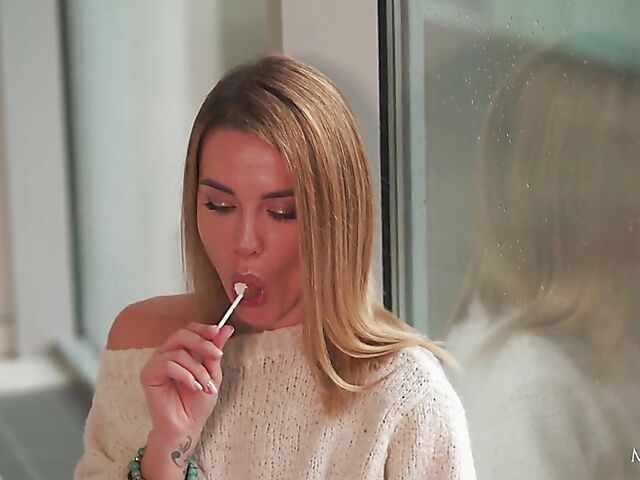 Erotic solo masturbation by the window on a rainy day with Erika Eden