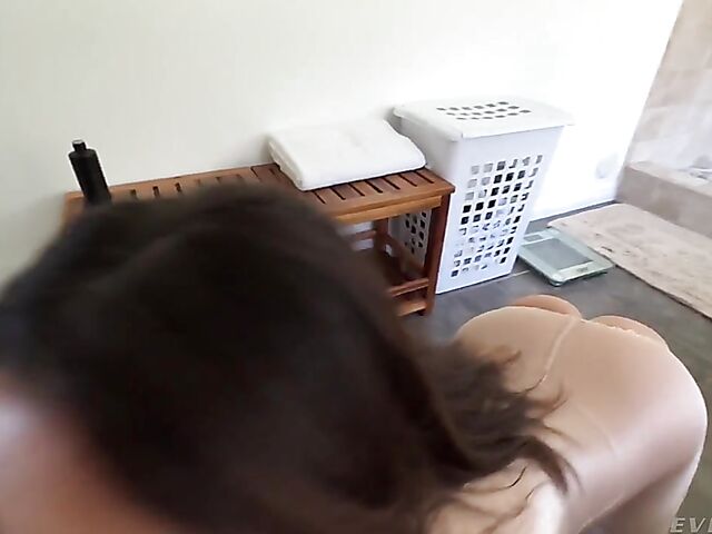 Hot sex and rimjob in nylon bodystocking with Mickey Violet and Mick Blue