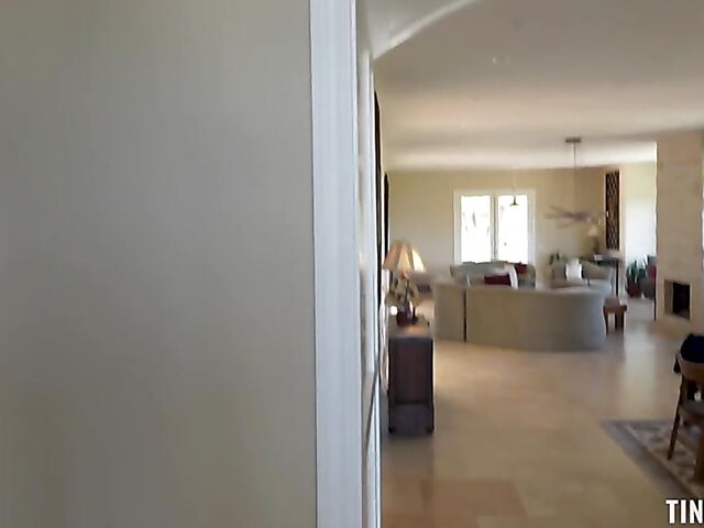 Horny petite teen stepsister Mickey Violet caught pillow humping