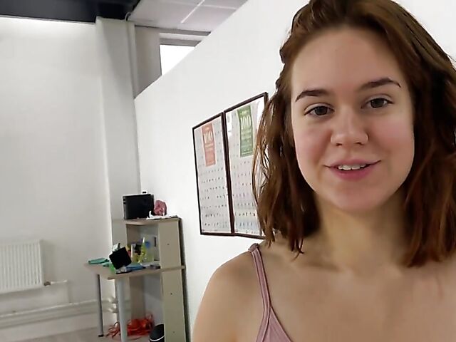 Lesbian girlfriends with toys Anca and Daniela learn to pole dance