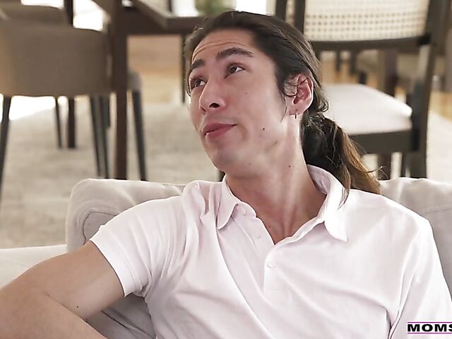 Cute redhead stepmom April Snow wants that asian cock