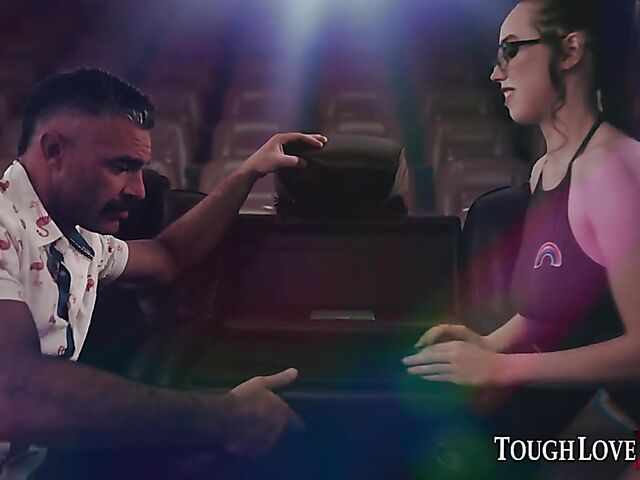 Hard cinema fuck with four-eyed Jacky Hoff