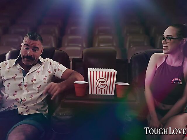 Hard cinema fuck with four-eyed Jacky Hoff