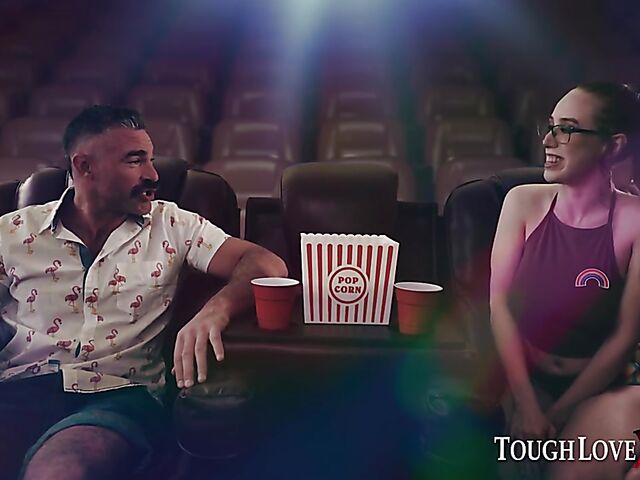 Hard cinema fuck with four-eyed Jacky Hoff