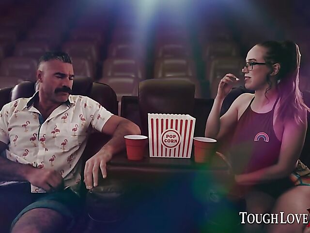 Hard cinema fuck with four-eyed Jacky Hoff