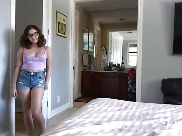 Two teens POV in the bedroom with Leana Lovings and Bella Forbes