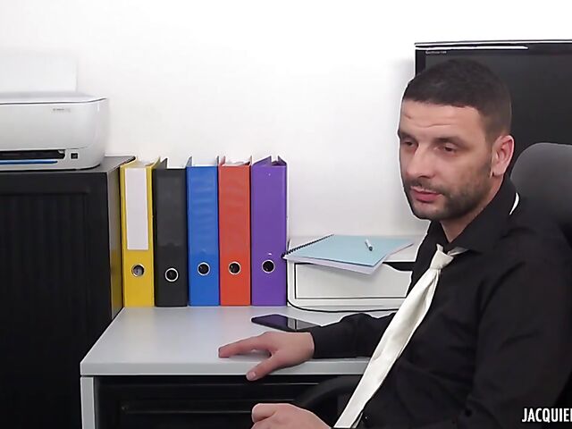 Redheaded anal office slut with glasses Anais Latour gets assfucked