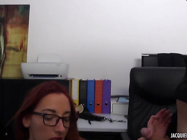Redheaded anal office slut with glasses Anais Latour gets assfucked