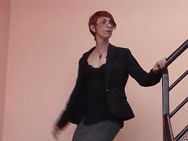 Katy Morlait - Short hair redhead mature anal with a horny guy