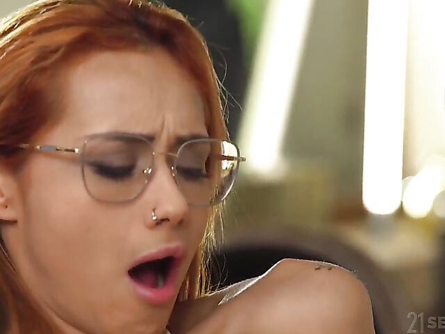 Veronica Leal - Slim redhead with glasses anal temptation