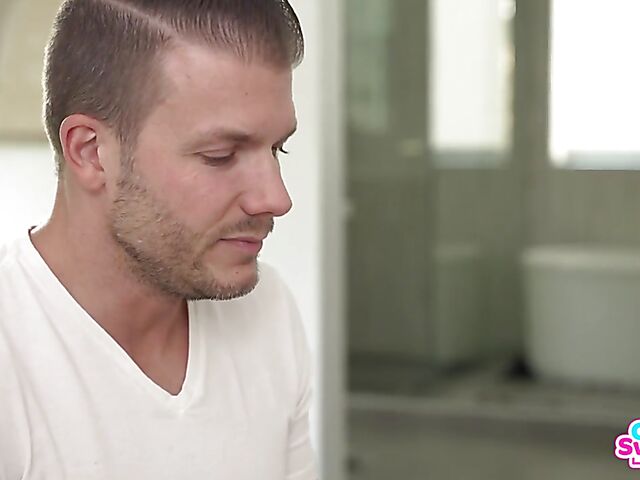 Katie Kush & Leana Lovings - FFM teen trio in the bedroom