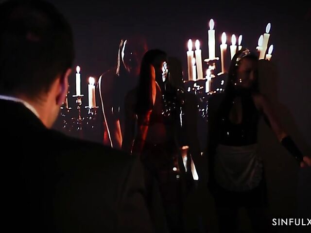 Candlelight and red lingerie erotic sex session with Alexis Crystal