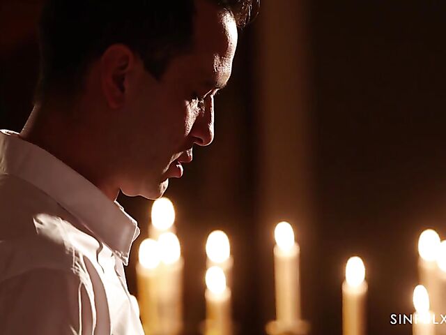 Candlelight and red lingerie erotic sex session with Alexis Crystal