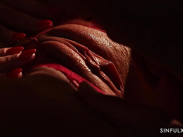 Candlelight and red lingerie erotic sex session with Alexis Crystal