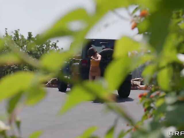 Brazzers anal starlet Nicole Aria gets it started in the car