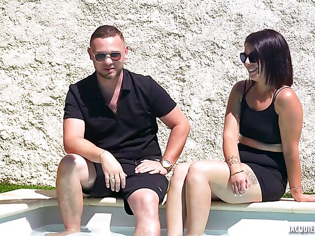 By the pool and in bed with sexy French brunette Ava