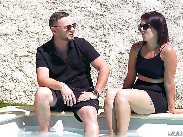 By the pool and in bed with sexy French brunette Ava
