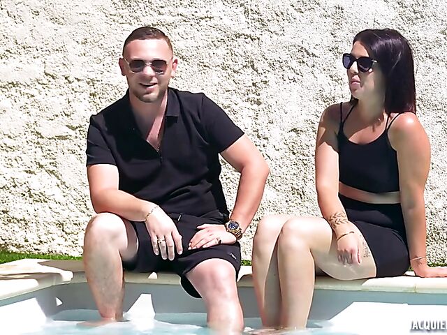 By the pool and in bed with sexy French brunette Ava