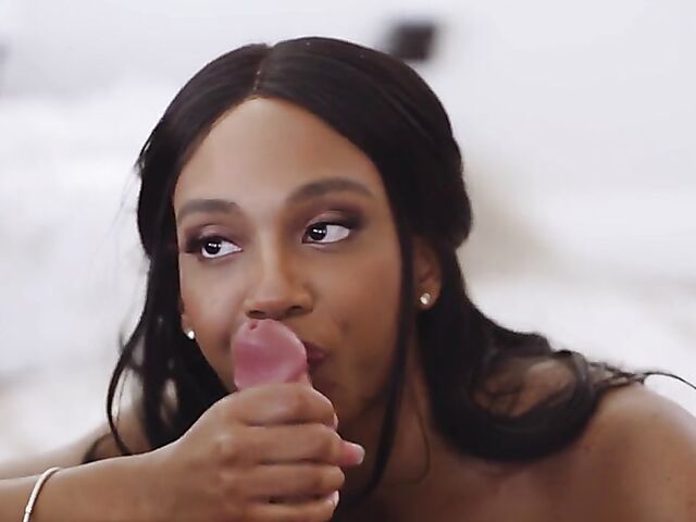 White guy gets turned on by sexy ebony babe Lacey London