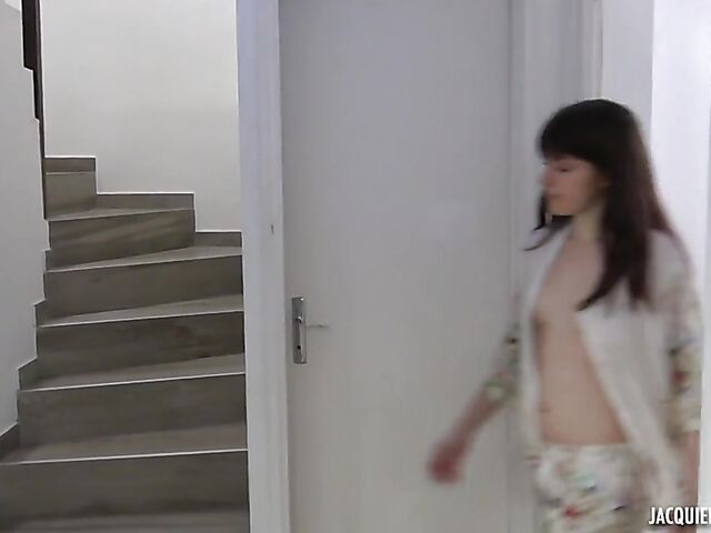 Small boobs french girl Tiny Chipie seduces a white guy in the shower after having fun with her black lover