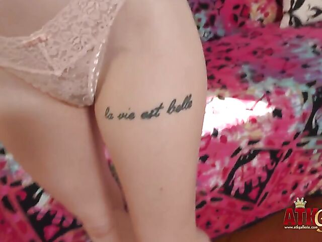 Redhead Madi Collins gets nude to show you her pink pussy