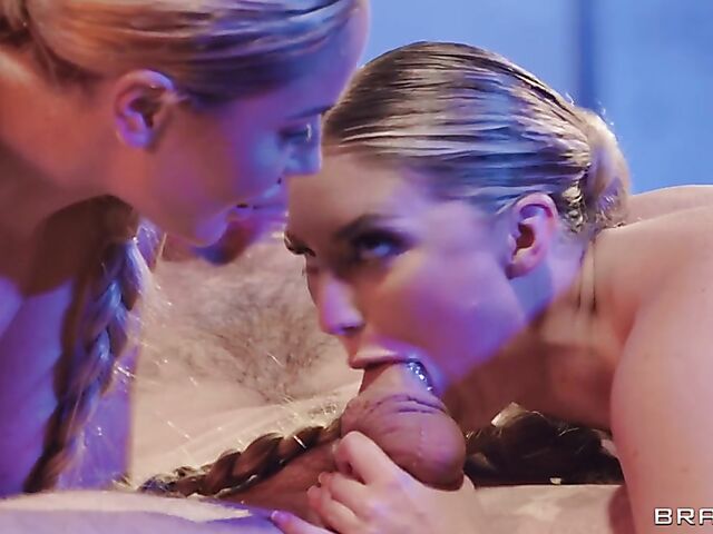 Big tits babes bound by braided hair threesome with Savannah Bond and Kayley Gunner