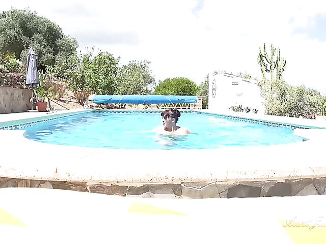 Outdoor mature POV tease poolside featuring Devon