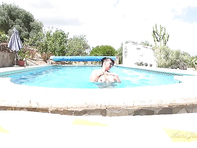 Outdoor mature POV tease poolside featuring Devon