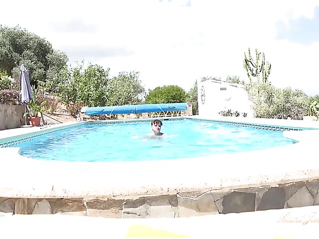 Outdoor mature POV tease poolside featuring Devon