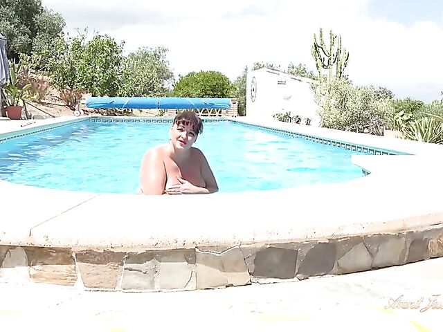 Outdoor mature POV tease poolside featuring Devon