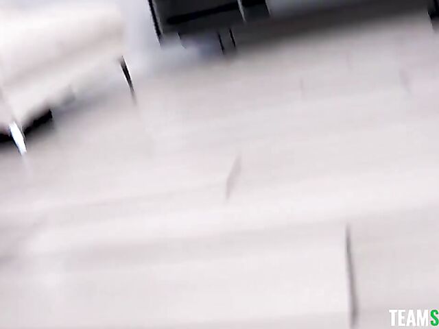 Cute brunette Liz Jordan gets her young pussy oiled and fucked