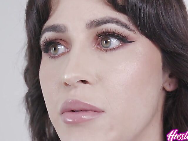 Tattooed brunette casting and oily pussy fuck with Demi Morgan