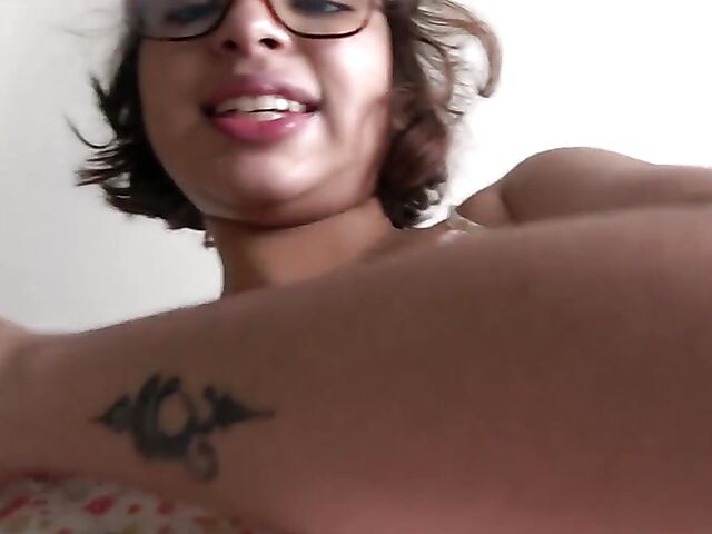 Teen girls with glasses POV threesome featuring Hazel Heart and Jade Jones