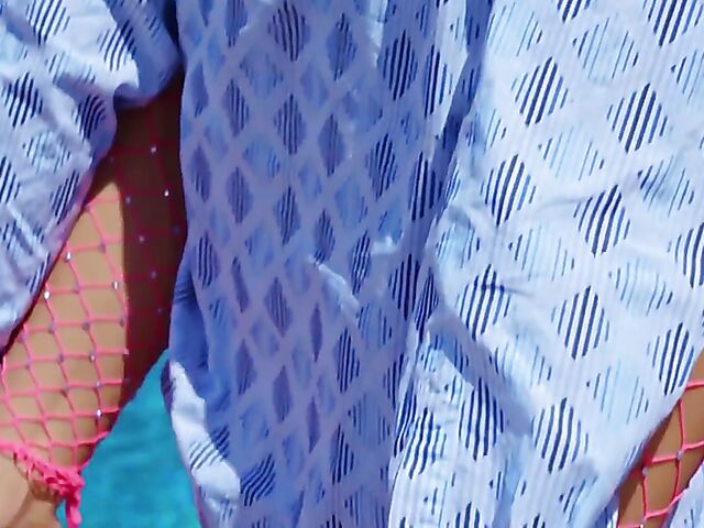 Interracial footjob and foot fetish anal in pink fishnets with slim ebony chick Alexis Tae