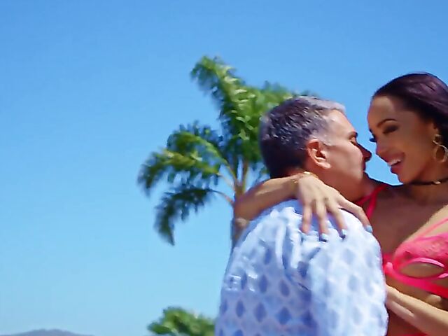 Interracial footjob and foot fetish anal in pink fishnets with slim ebony chick Alexis Tae