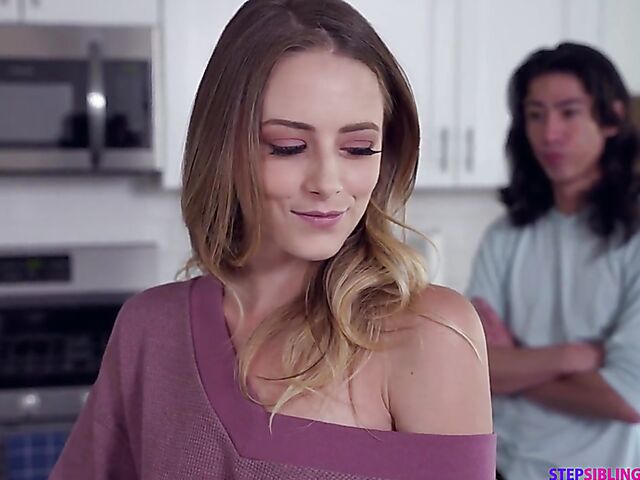 Kitchen sex with Kyler Quinn's asian stepbrother David Lee