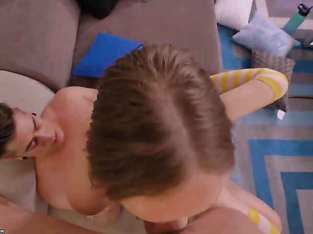 MMF teen facial threesome with Aliya Brynn