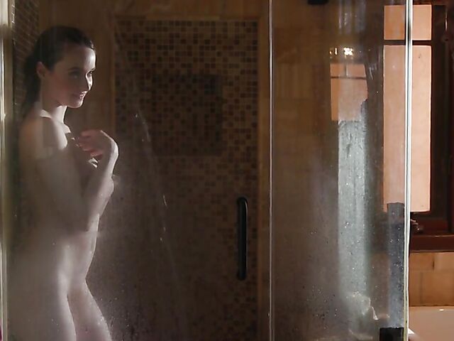 Sex in bed with young big tits babe Hazel Moore after shower