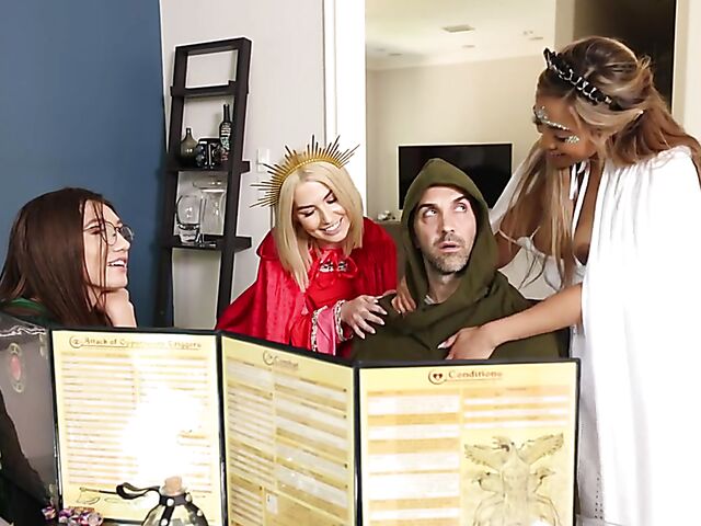 Dungeons & Dragons fuck party with cosplay babes Maya Woulfe, Chanel Camryn and Samantha Lexi
