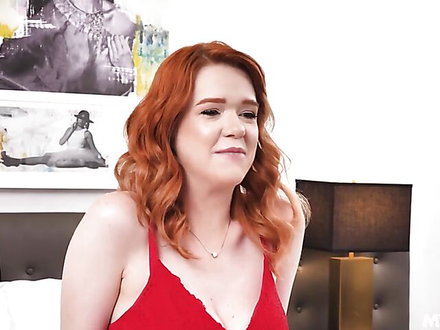 Pale redhead Ariel Darling gets her pink pussy used