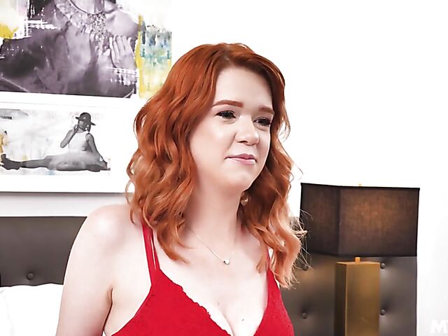 Pale redhead Ariel Darling gets her pink pussy used