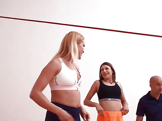 FFM anal euro threesome with pantyless tennis babes Cherry Kiss and Talia Mint