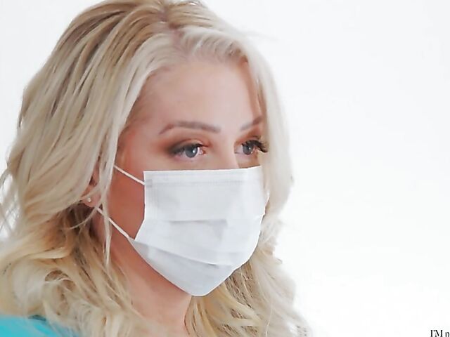 2-on-1 FFM big titty MILF nurse threesome with a boy featuring Alura Jenson and Reagan Foxx