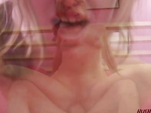 Renee - Shaved teen fucked in pussy and ass by young James Deen