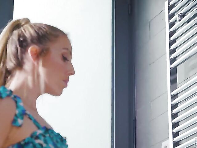 Jeans and panties solo in the bathroom with Natasha Chloe