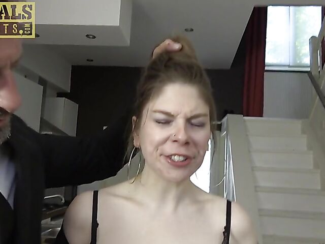 Spanking and rough anal sex in black lingerie with thick ass subslut Alice Maze