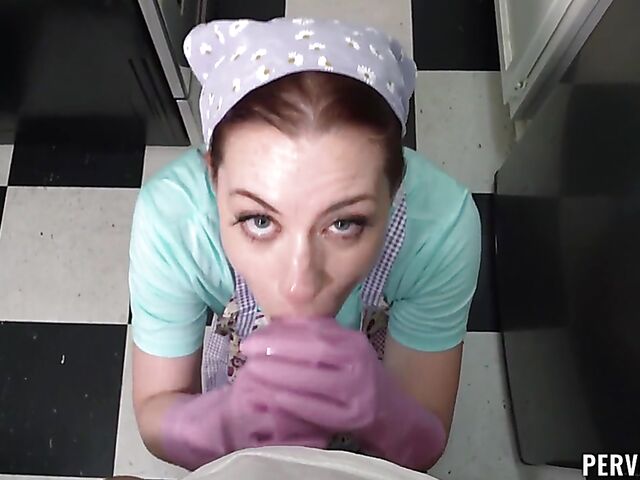 POV stepmom Jessica Ryan gives head to her stepson in the kitchen and gets banged