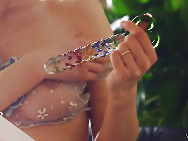 Ruth Solar - Beauty goddess with a glass toy