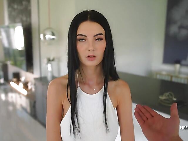 POV massage sex with natural tits brunette beauty Simon Kitty